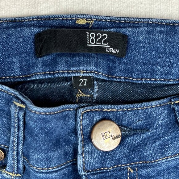1822 Denim Blue Ankle Jeans Sz 27 Slim Straight Leg Stretch Medium Wash Low Rise - Picture 4 of 14